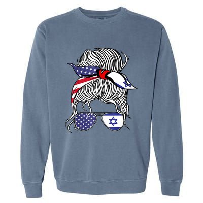 American Israeli Patriot Flag Girl Israel Grown Garment-Dyed Sweatshirt