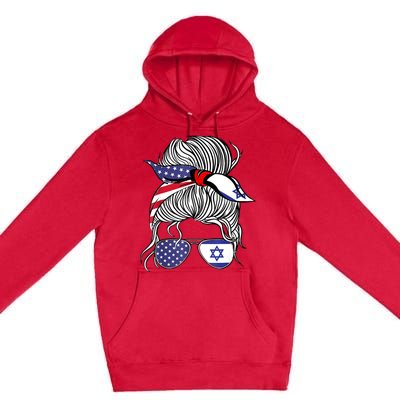 American Israeli Patriot Flag Girl Israel Grown Premium Pullover Hoodie