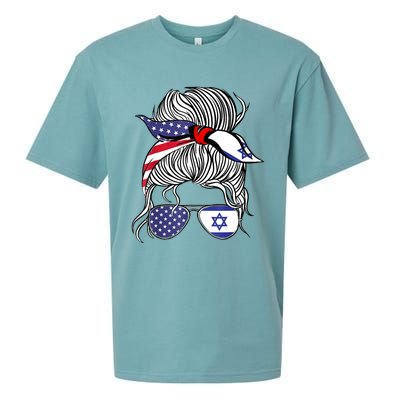 American Israeli Patriot Flag Girl Israel Grown Sueded Cloud Jersey T-Shirt