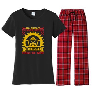 Achievement Is Possible Without Persistent Work Labor Day Gift Women's Flannel Pajama Set