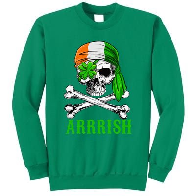 Arrish Irish Pirate Skull St Patricks Day Clover Sweatshirt