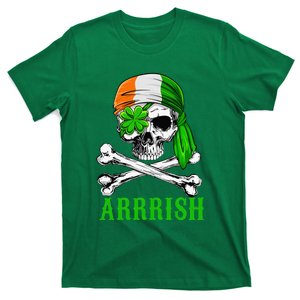 Arrish Irish Pirate Skull St Patricks Day Clover T-Shirt