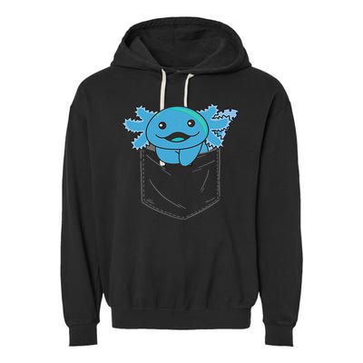 Axolotl In Pocket Blue Axolotls In Breast Pocket Garment-Dyed Fleece Hoodie