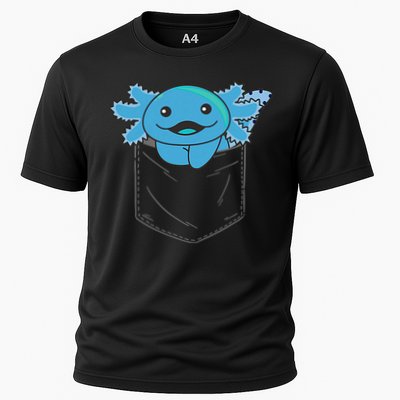 Axolotl In Pocket Blue Axolotls In Breast Pocket Cooling Performance Crew T-Shirt