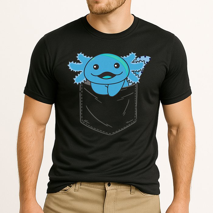 Axolotl In Pocket Blue Axolotls In Breast Pocket Cooling Performance Crew T-Shirt