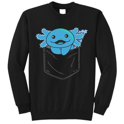 Axolotl In Pocket Blue Axolotls In Breast Pocket Sweatshirt