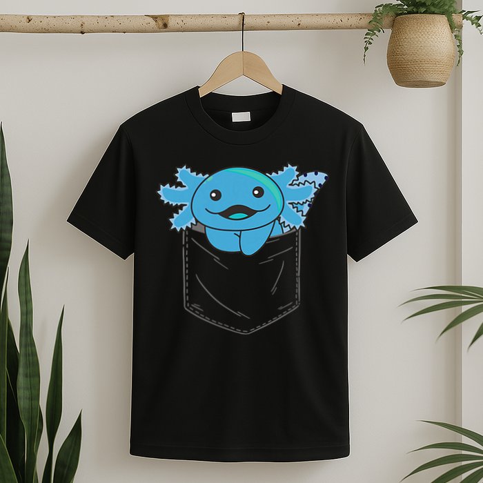 Axolotl In Pocket Blue Axolotls In Breast Pocket T-Shirt