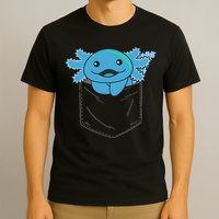 Axolotl In Pocket Blue Axolotls In Breast Pocket T-Shirt