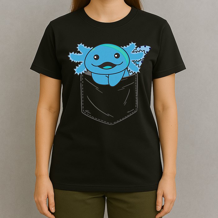 Axolotl In Pocket Blue Axolotls In Breast Pocket T-Shirt