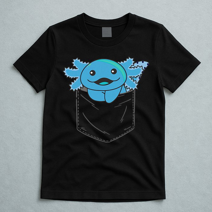 Axolotl In Pocket Blue Axolotls In Breast Pocket T-Shirt
