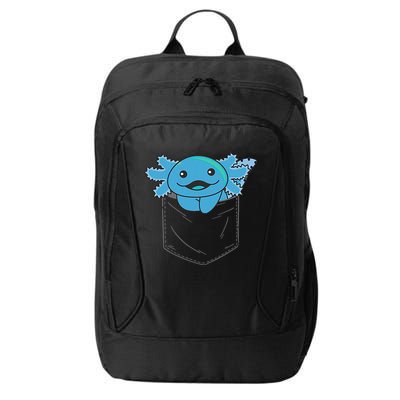 Axolotl In Pocket Blue Axolotls In Breast Pocket City Backpack