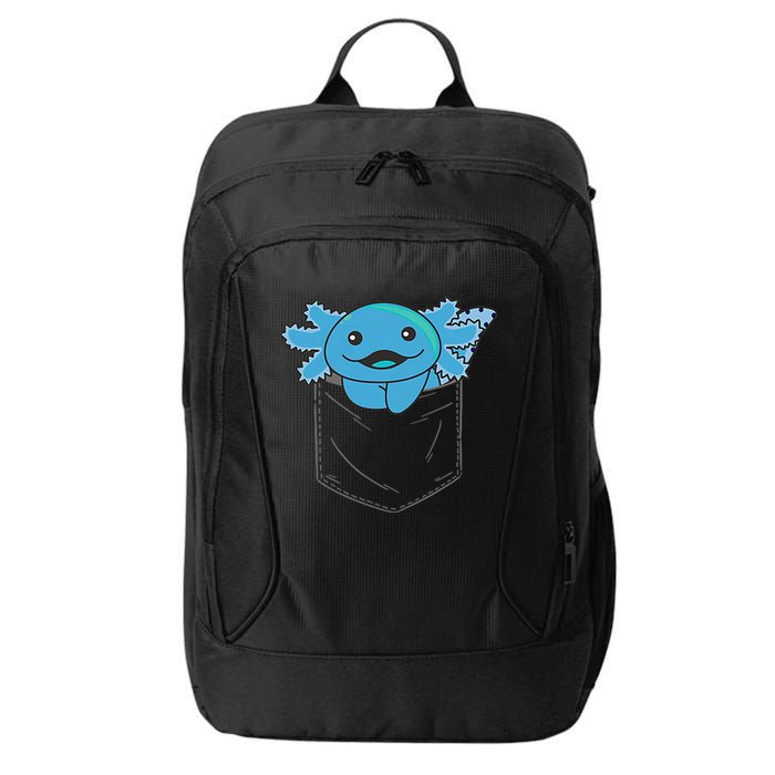 Axolotl In Pocket Blue Axolotls In Breast Pocket City Backpack
