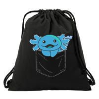 Axolotl In Pocket Blue Axolotls In Breast Pocket Drawstring Bag