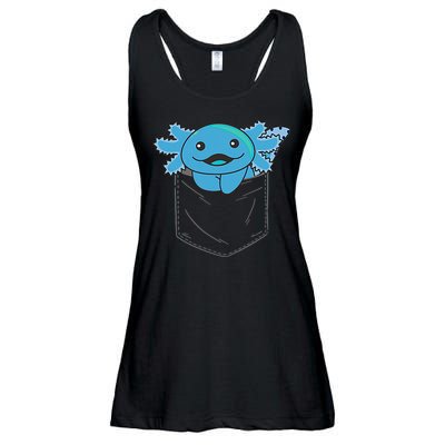 Axolotl In Pocket Blue Axolotls In Breast Pocket Ladies Essential Flowy Tank