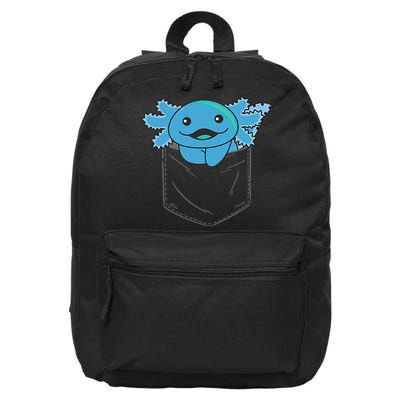 Axolotl In Pocket Blue Axolotls In Breast Pocket 16 in Basic Backpack