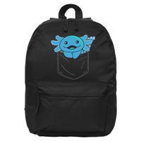 Axolotl In Pocket Blue Axolotls In Breast Pocket 16 in Basic Backpack