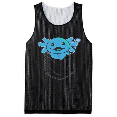 Axolotl In Pocket Blue Axolotls In Breast Pocket Mesh Reversible Basketball Jersey Tank