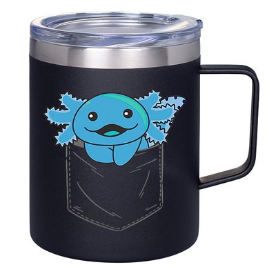 Axolotl In Pocket Blue Axolotls In Breast Pocket 12oz Stainless Steel Coffee Mug