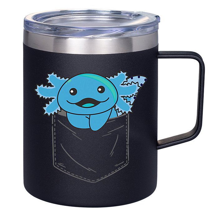 Axolotl In Pocket Blue Axolotls In Breast Pocket 12oz Stainless Steel Coffee Mug