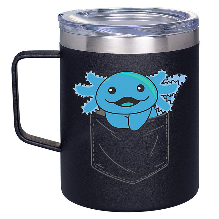 Axolotl In Pocket Blue Axolotls In Breast Pocket 12oz Stainless Steel Coffee Mug