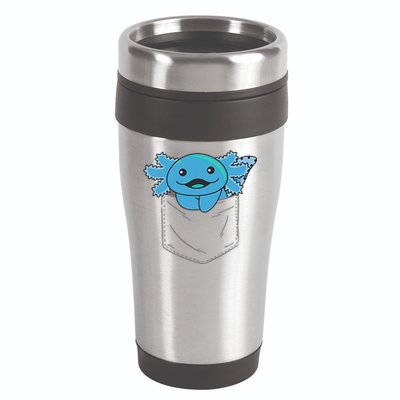 Axolotl In Pocket Blue Axolotls In Breast Pocket 16oz Travel Tumbler