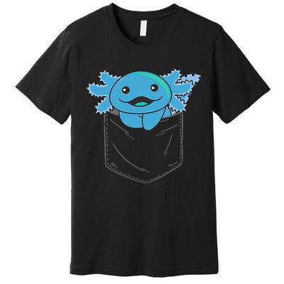 Axolotl In Pocket Blue Axolotls In Breast Pocket Premium T-Shirt