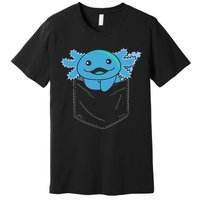 Axolotl In Pocket Blue Axolotls In Breast Pocket Premium T-Shirt