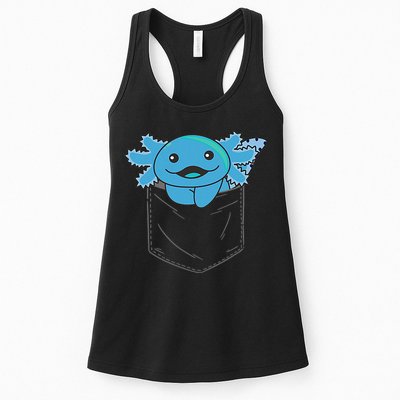 Axolotl In Pocket Blue Axolotls In Breast Pocket Womens Tank Top