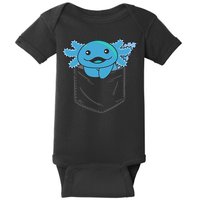 Axolotl In Pocket Blue Axolotls In Breast Pocket Baby Bodysuit