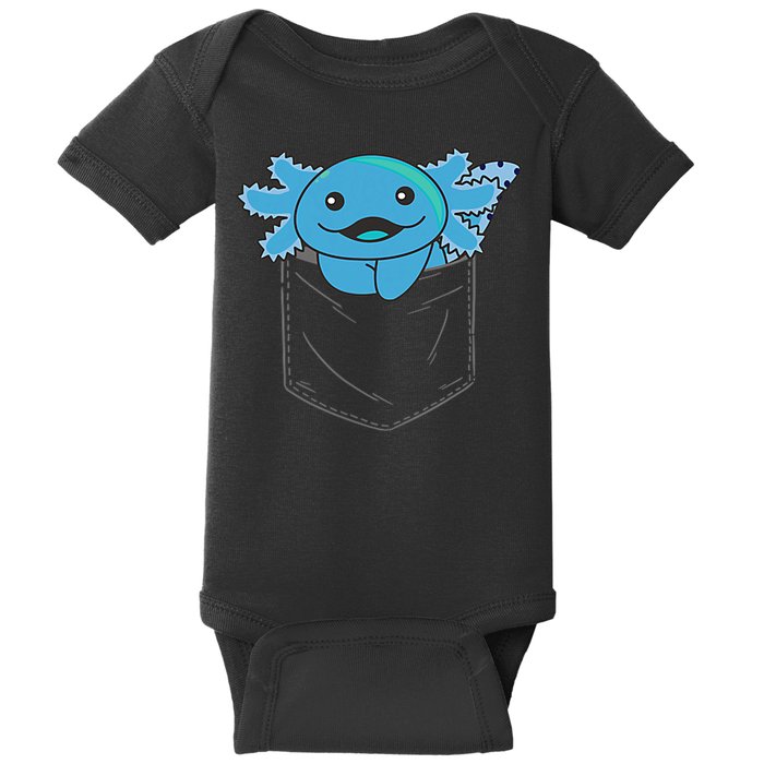 Axolotl In Pocket Blue Axolotls In Breast Pocket Baby Bodysuit