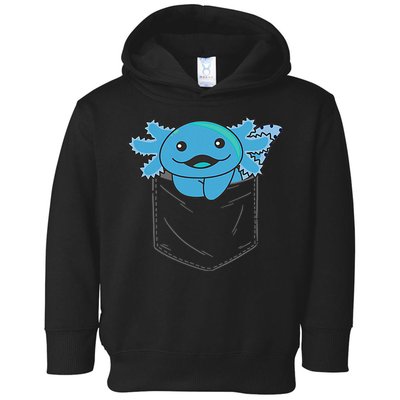 Axolotl In Pocket Blue Axolotls In Breast Pocket Toddler Hoodie