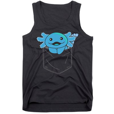 Axolotl In Pocket Blue Axolotls In Breast Pocket Tank Top