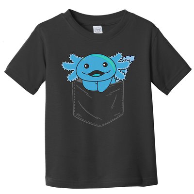Axolotl In Pocket Blue Axolotls In Breast Pocket Toddler T-Shirt