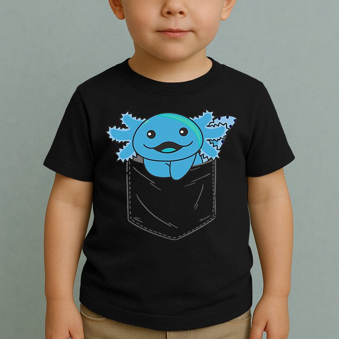 Axolotl In Pocket Blue Axolotls In Breast Pocket Toddler T-Shirt