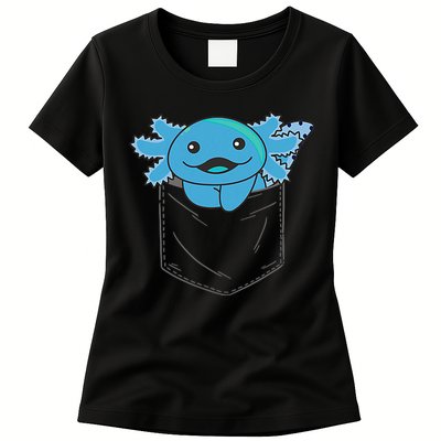 Axolotl In Pocket Blue Axolotls In Breast Pocket Womens T-Shirt
