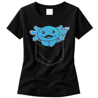 Axolotl In Pocket Blue Axolotls In Breast Pocket Womens T-Shirt