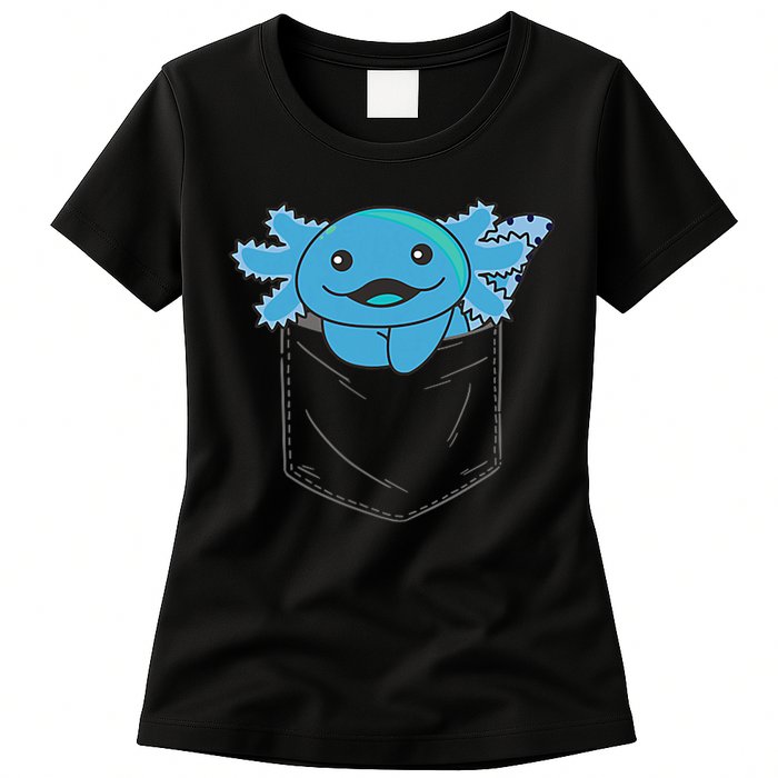 Axolotl In Pocket Blue Axolotls In Breast Pocket Womens T-Shirt