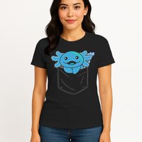 Axolotl In Pocket Blue Axolotls In Breast Pocket Womens T-Shirt