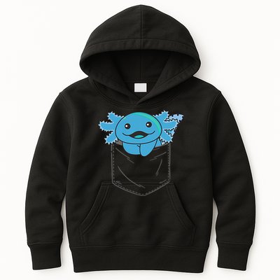 Axolotl In Pocket Blue Axolotls In Breast Pocket Kids Hoodie