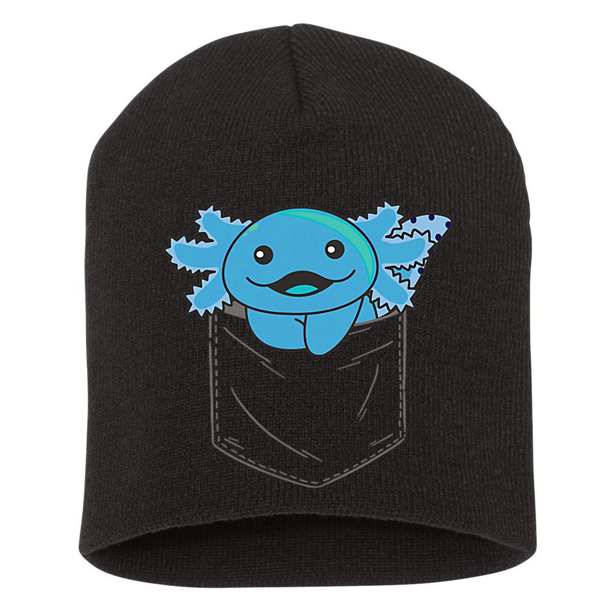 Axolotl In Pocket Blue Axolotls In Breast Pocket Short Acrylic Beanie