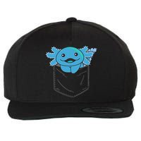 Axolotl In Pocket Blue Axolotls In Breast Pocket Wool Snapback Cap