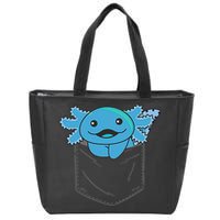 Axolotl In Pocket Blue Axolotls In Breast Pocket Zip Tote Bag