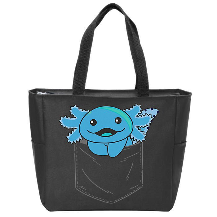 Axolotl In Pocket Blue Axolotls In Breast Pocket Zip Tote Bag