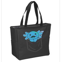 Axolotl In Pocket Blue Axolotls In Breast Pocket Zip Tote Bag