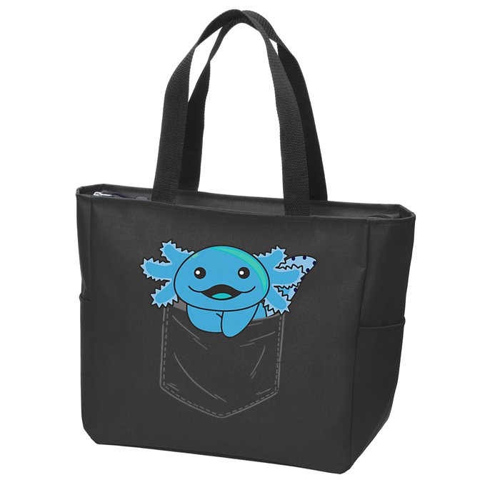 Axolotl In Pocket Blue Axolotls In Breast Pocket Zip Tote Bag