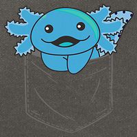 Axolotl In Pocket Blue Axolotls In Breast Pocket Cotton Canvas Backpack
