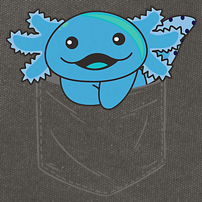 Axolotl In Pocket Blue Axolotls In Breast Pocket Cotton Canvas Backpack