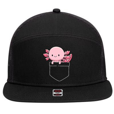 Axolotl In Pocket Kawaii Cute Anime Pet Gifts  7 Panel Mesh Trucker Snapback Hat