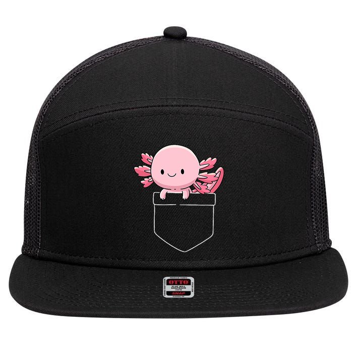 Axolotl In Pocket Kawaii Cute Anime Pet Gifts  7 Panel Mesh Trucker Snapback Hat