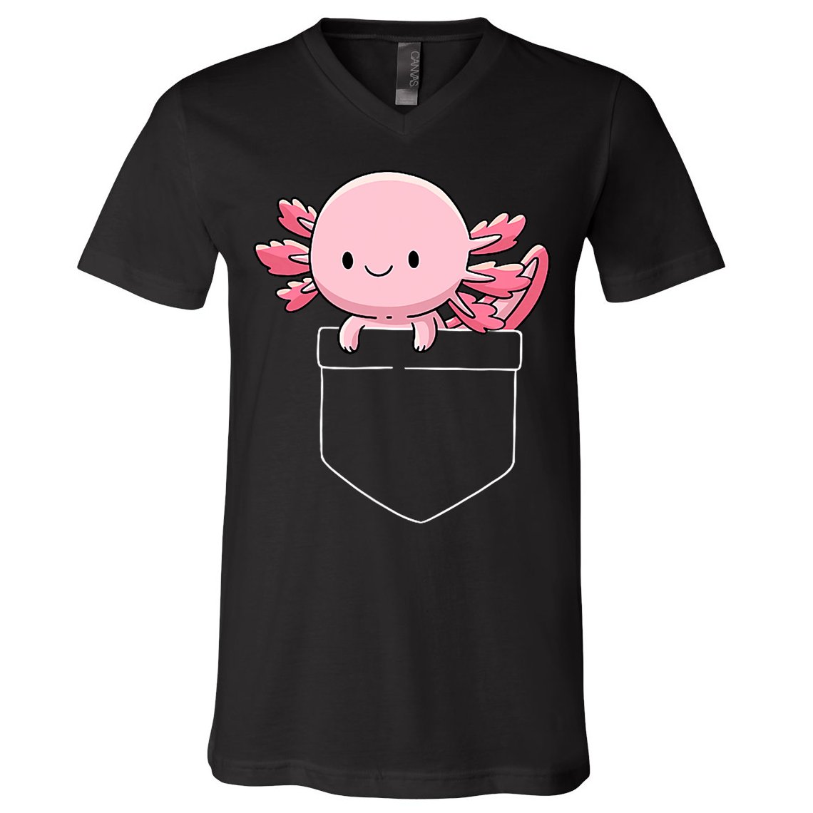 Axolotl In Pocket Kawaii Cute Anime Pet Gifts  V-Neck T-Shirt
